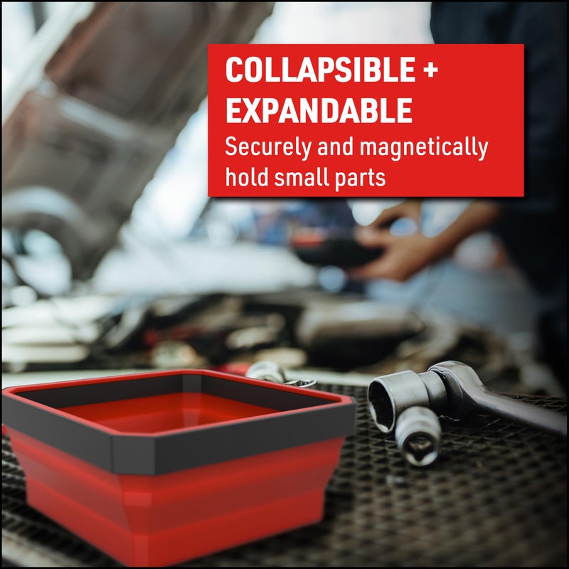 E-Z Red EZRED - EZR-BCK18 EZTRAY Magnetic Collapsible Parts Tray Organizer, Made of Silica and ABS, For Tool Parts, Set of 3 - Image 4